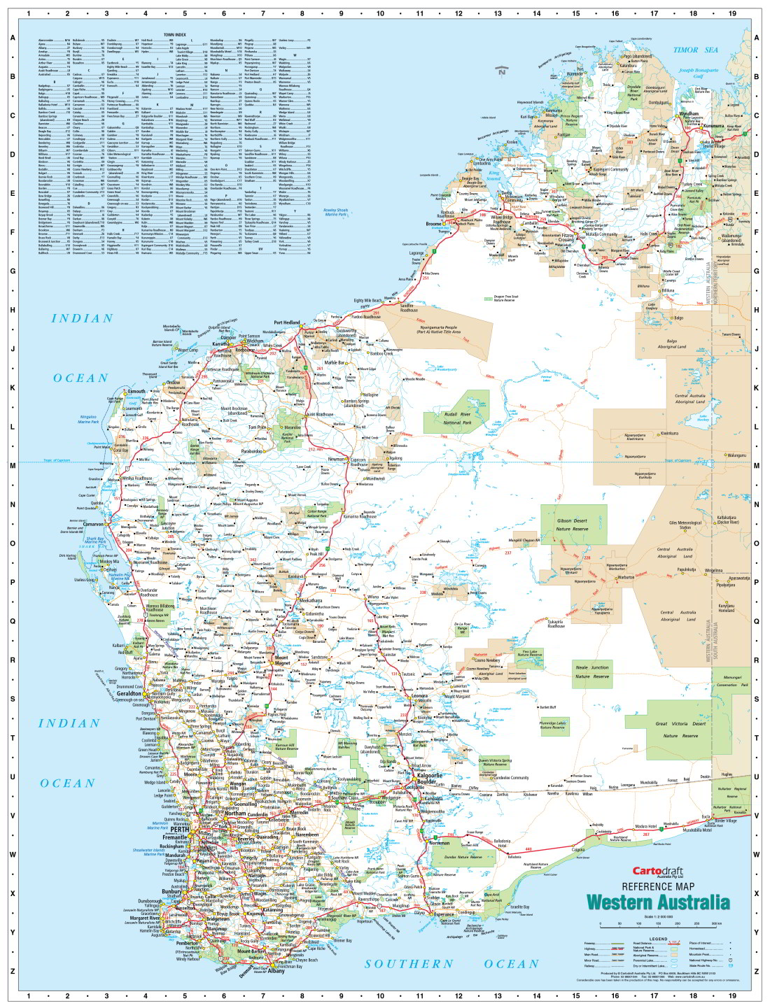 Huge poster Western Australia Reference map